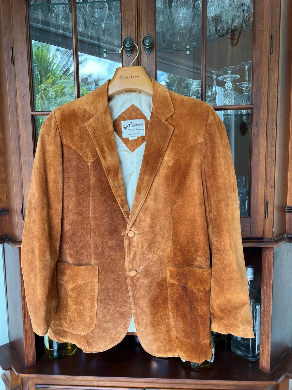 Suede Blazer in Cognac Brown